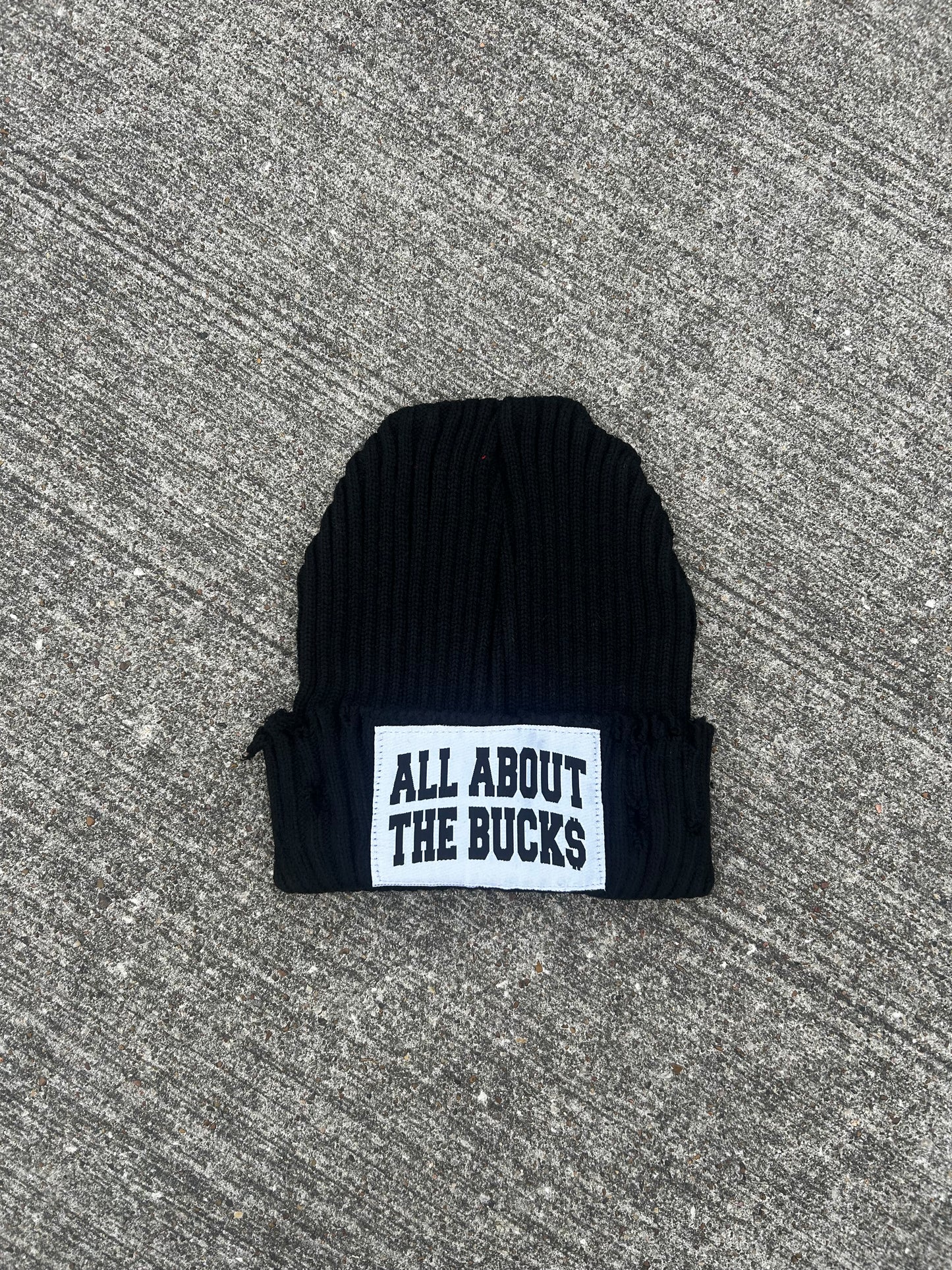 AllAboutTheBuck$ Black Distressed Beanie