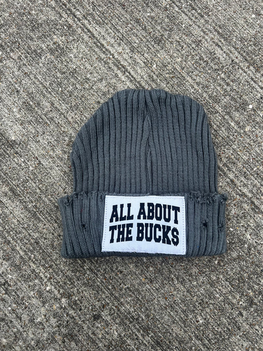 AllAboutTheBuck$ Gray Distressed Beanie